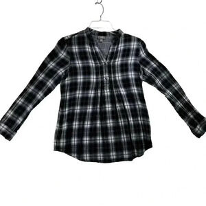 J. Jill Cotton Black White flannel Womens Shirt 100% cotton Cowgirlcore Sz XS